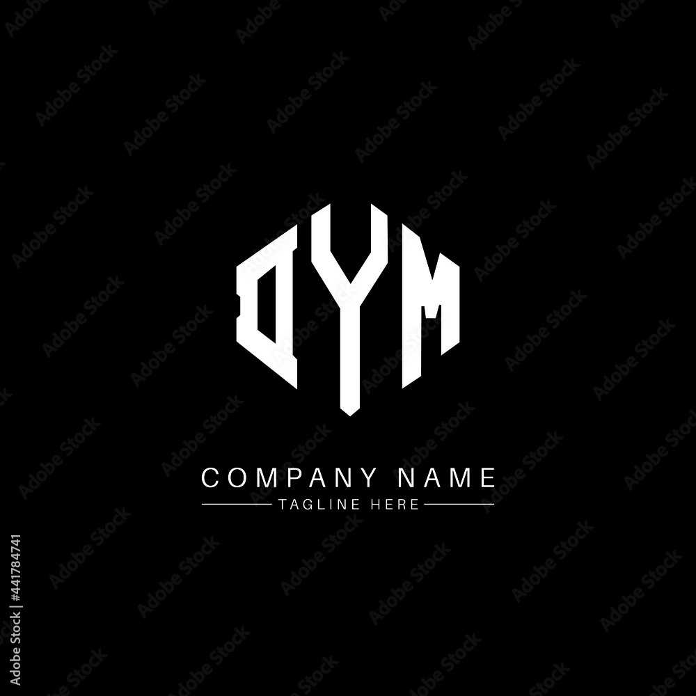 DYM letter logo design with polygon shape. DYM polygon logo monogram. DYM cube logo design. DYM hexagon vector logo template white and black colors. DYM monogram, DYM business and real estate logo.  - obrazy, fototapety, plakaty 