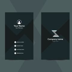 Modern business card template design. With inspiration from the abstract. Contact card for the company. Two-sided black and white on the gray background. Vector illustration. Gray business card idea.