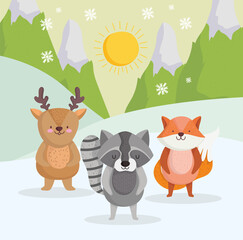 Poster - little animals winter