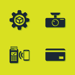 Canvas Print - set product development, credit card, pos terminal and car dvr icon. vector