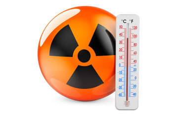 Thermometer with radiation symbol. 3D rendering