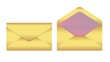 Vector illustration of gold envelope, opened and closed