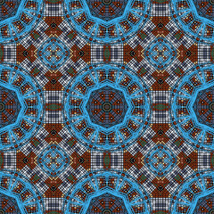 Digital mosaic seamless pattern. Ornamental background. Repeat tribal ethnic vector backdrop. Modern textured ornaments. Abstract geometric ornate design. Endless patterned colorful grunge texture