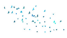 A Flock Of Blue Birds. Vector Illustration