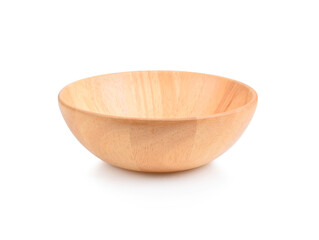 Wall Mural - Wooden bowl isolated on white background.