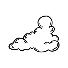 Poster - Hand drawn cloud set. Doodle sketch style cloud. Simple outline scribble draw. Vector illustration.