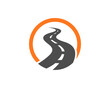 Asphalt roadway with circle shape logo