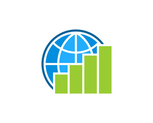 Poster - Chart growth up with globe behind