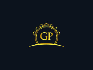 Letter GP Logo, luxury gp logo icon vector for modern Hotel, Heraldic, Jewelry, Fashion, Royalty With Gold Color Image Design