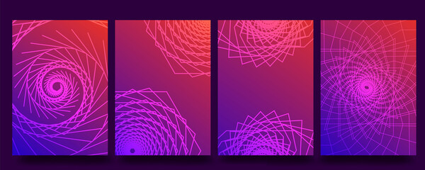 Aufkleber - Set of geometric wave pattern digital futuristic cover template . Abstract cover design . Flyer , brochure , banner, cover , poster , texture background design . 