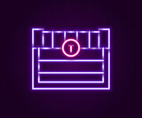 Fototapeta Sport - Glowing neon line Antique treasure chest icon isolated on black background. Vintage wooden chest with golden coin. Colorful outline concept. Vector