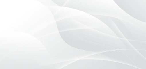 Abstract white and grey background with dynamic waves shape.