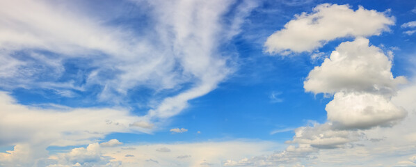 panorama of blue sky with white clouds