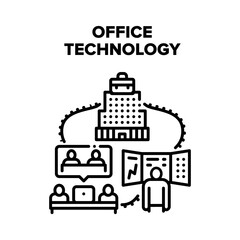 Aufkleber - office digital technology vector icon concept. laptop for communicate with partners by video call an