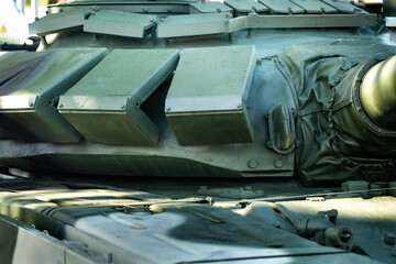 Active armor of the tank's turret. Military concept