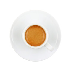 Wall Mural - Full white espresso coffee cup on saucer isolated