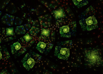 Fototapete - Abstract color dynamic textured background with lighting effect. Fractal spiral. Fractal art