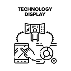 Aufkleber - Technology Display Device Vector Icon Concept. Tablet With Touchscreen System And Computer Screen, Technology Display Device. Analysis Circle Diagram On Pc Monitor Black Illustration