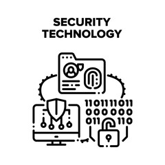 Aufkleber - Security Digital Technology Vector Icon Concept. Protective Software And System For Safe Private Information, Security Digital Technology. Computer Data Protection Program Black Illustration