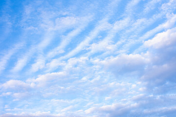 Wall Mural - blue sky with white fluffy clouds, copy space, abstract background