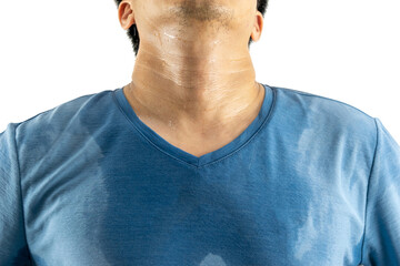 Armpit the sweat and male body odor white background