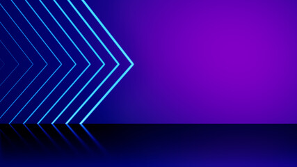Leinwandbilder - Futuristic Abstract background Reflective with lines Shapes neon light arrow.