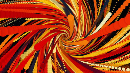 Poster - Computer generated spiral fireworks made of multicolored lines and particles. 3d rendering of an abstract backdrop.