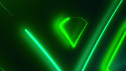Poster - Dark space with abstract neon trianglees, computer generated. 3d rendering of futuristic shining background