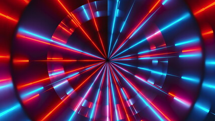 Poster - Neon lines backdrop, computer generated 3d render of grid