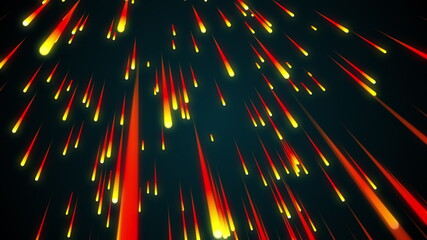 Poster - 3d rendering of rain of comet fire particles. Computer generated web abstract background