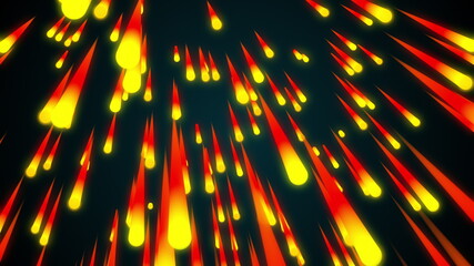 Poster - 3d rendering of rain of comet fire particles. Computer generated web abstract background