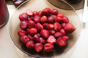 fresh strawberries on the table. summer treat