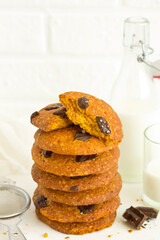 Poster - Pumpkin cookies with chocolate. Selective focus.