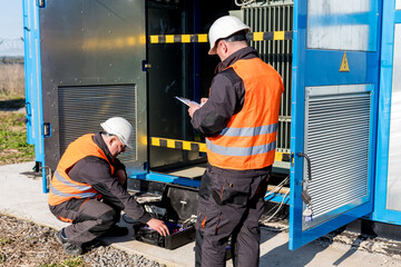 Wall Mural - execution of electrical measuring works on the power transformer