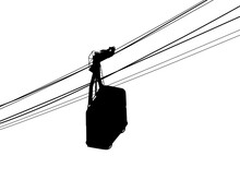 Cable Car. Black Silhouette On White Background. Vector Illustration