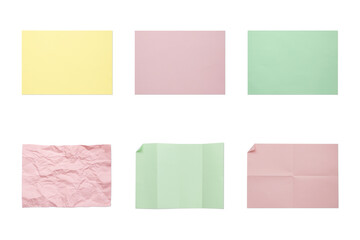 Wall Mural - Collection of group of colorful blank 4A papers isolated on white background.