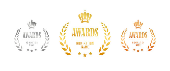 Wall Mural - gold, silver and bronze award icon set