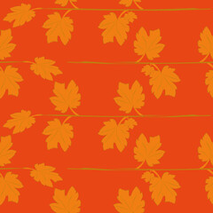 Poster - Gold, yellow and orange leafs vector repeat pattern print background
