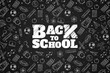 © graphicdepend - back to school banner background. back to school written in black board with hand drawn vector doodle patterns