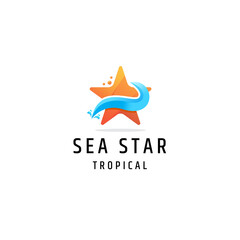 Colorful gradient sea star logo icon design template vector