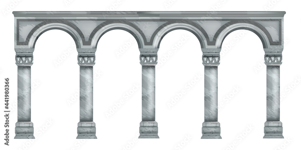 Vector marble column illustration, roman stone arch, ancient Greek ...