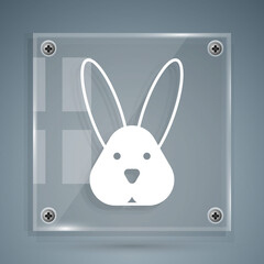 White Animal cruelty free with rabbit icon isolated White background. Square glass panels. Vector