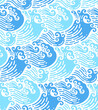 seamless pattern of Japanese  wave in doodle design