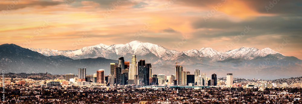 Los Angeles skyline - obrazy, fototapety, plakaty 