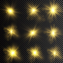 Wall Mural - Vector illustration of abstract flare light rays. A set of stars, light and radiance, rays and brightness.
