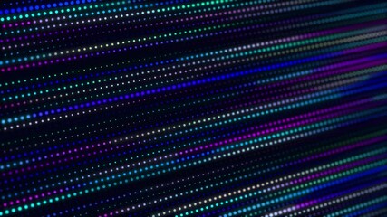 Poster - Abstract background with moving glowing dots. Sound wave element. Equalizer for music. 3d rendering. Seamless loop. 4k