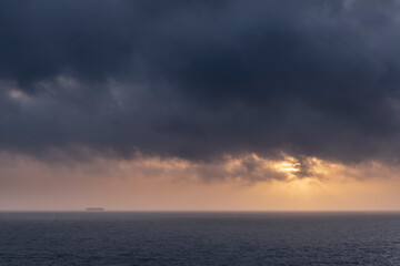 Canvas Print - Stunning fine art landscape image of view from Hartland Quay in Devon England durinbg moody Spring sunset