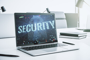 Poster - Cyber security creative concept on modern laptop monitor. 3D Rendering