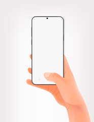 Aufkleber - Man pressing the button on smartphone. Vector mockup