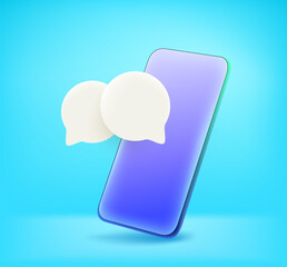 Aufkleber - Two speech balloons in modern smartphone. Chat via application vector concep